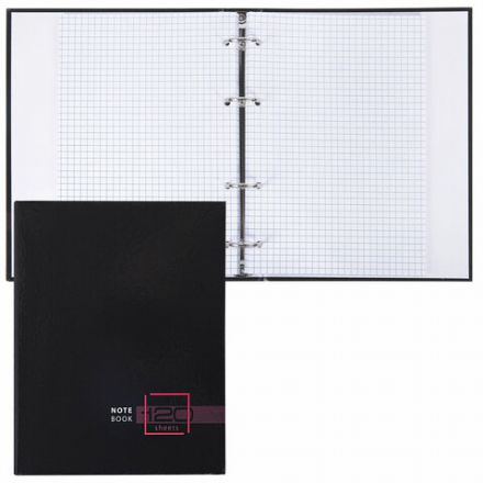 Тетрадь на кольцах А5 165х215 мм, 120 листов, твердый картон, клетка, BRAUBERG, "Dark", 404709