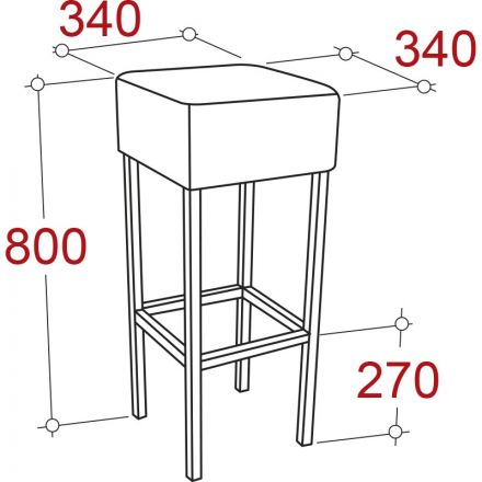 Стул барный UD_Куб каркас черный, к/з черный К-01 Стул барный UD_Куб каркас черный, к/з черный К-01