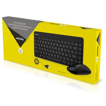 Набор беспроводной SMARTBUY 220349AG, клавиатура, мышь 2 кнопки + 1 колесо, черный, SBC-220349AG-K