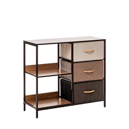 Комод Leset Локи 3 ящ. с полкой, Коричневый, Бежевый, Коричневый, Бежевый, светло-коричневый, темно-коричневый, Лён искусственный