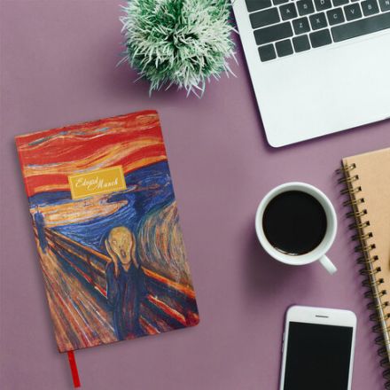 Ежедневник недатированный А5 (138х213 мм), BRAUBERG VISTA, под кожу, гибкий, 136 л., "Edvard Munch", 111984