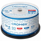 Диск CD-R CROMEX (КРОМЕКС), 700 Mb, 52x, Cake Box (упаковка на шпиле), КОМПЛЕКТ 50 шт., 513772