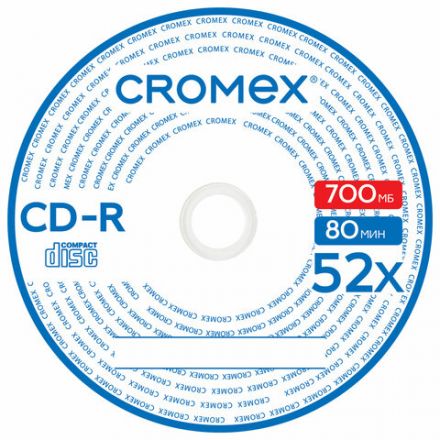 Диск CD-R CROMEX (КРОМЕКС), 700 Mb, 52x, Cake Box (упаковка на шпиле), КОМПЛЕКТ 50 шт., 513772