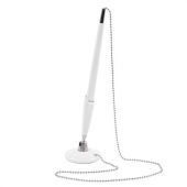 Ручка шариковая настольная BRAUBERG "Стенд-Пен Уайт1", СИНЯЯ, цепочка, корпус белый, линия письма 0,5 мм, 141044