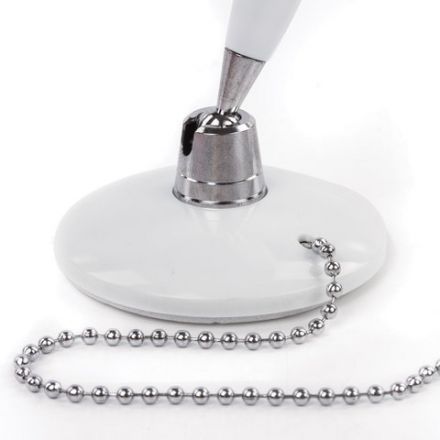 Ручка шариковая настольная BRAUBERG "Стенд-Пен Уайт1", СИНЯЯ, цепочка, корпус белый, линия письма 0,5 мм, 141044