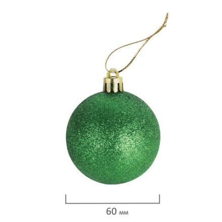 Шары ёлочные 6 шт., 6 см, "Trio", пластик, ЗЕЛЕНЫЕ (глянец, матовый, глиттер), ЗОЛОТАЯ СКАЗКА, 591127