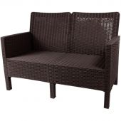 Диван TDT_двухместный садовый коричневый под ротанг