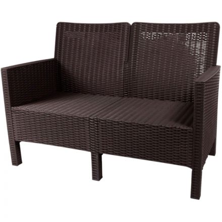 Диван TDT_двухместный садовый коричневый под ротанг