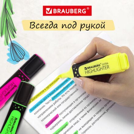 Набор текстовыделителей BRAUBERG 4 шт., АССОРТИ, "EXTRA", прорезиненный корпус, линия 1-5 мм, 151746