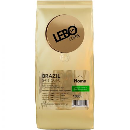 Кофе Lebo Brazil Santos FC Home в зернах, арабика, 1кг Кофе Lebo Brazil Santos FC Home в зернах, арабика, 1кг
