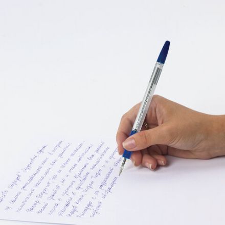 Ручка шариковая с грипом ERICH KRAUSE "R-301 Grip", СИНЯЯ, корпус прозрачный, узел 1 мм, линия письма 0,5 мм, 39527