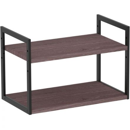 Полка TI_настен/настоль Комус Онега-6 250х450 мет чер/ЛДСП ясень анкор тем