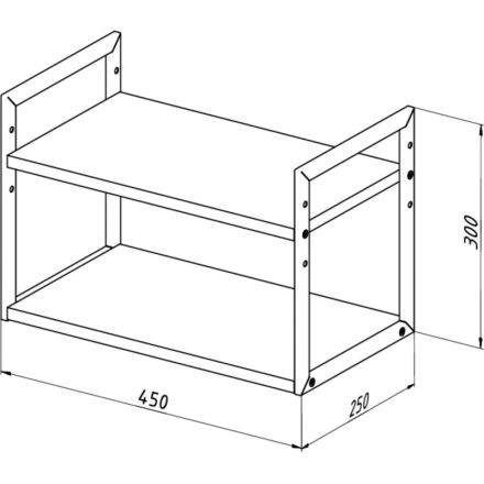 Полка TI_настен/настоль Комус Онега-6 250х450 мет чер/ЛДСП ясень анкор тем