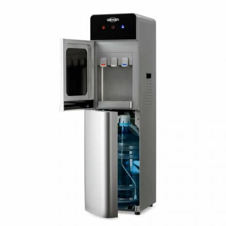 Кулер для воды VATTEN L09SE, напольный, НАГРЕВ/ОХЛАЖДЕНИЕ ЭЛЕКТРОННОЕ, бутыль снизу, 3 крана, серебристый, УТ-00001465