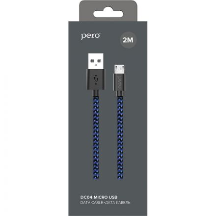 Кабель USB PERO DC-04 micro-USB, 2А, 2м, Blue-black