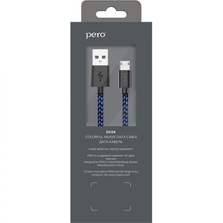 Кабель USB PERO DC-04 micro-USB, 2А, 2м, Blue-black