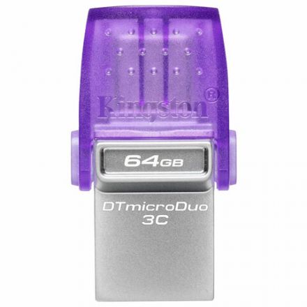 Флеш-диск 64 GB KINGSTON DataTraveler microDuo 3C, разъем USB 3.2, Type-C, фиолетовый, DTDUO3CG3/64GB