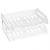 Лоток для бумаг горизонтальный СТАММ "Сити", набор 2шт., на мет. стержнях, широкая загрузка, белый