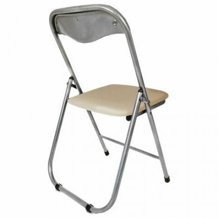 Стул складной для дома и офиса РС04, серебристый каркас, кожзам бежевый Стул складной для дома и офиса РС04, серебристый каркас, кожзам бежевый