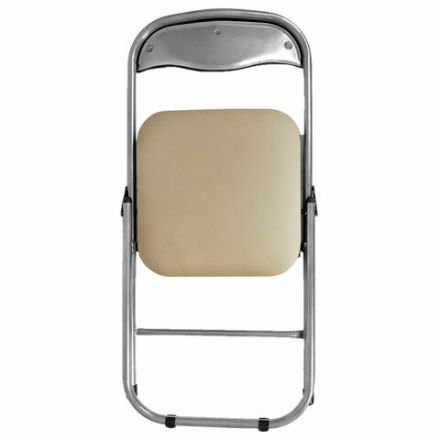 Стул складной для дома и офиса РС04, серебристый каркас, кожзам бежевый Стул складной для дома и офиса РС04, серебристый каркас, кожзам бежевый