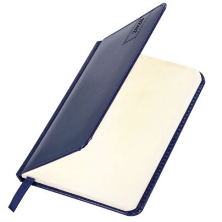 Еженедельник датированный 2026, МАЛЫЙ ФОРМАТ 95х155 мм, А6, BRAUBERG "Imperial", под кожу, синий, 117187