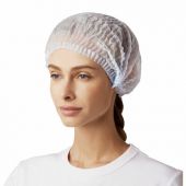 Шапочка голубая "Шарлотта" КОМПЛЕКТ 100 штук из нетканого материала SMS 10 г/м2, d=30 см, SMZ