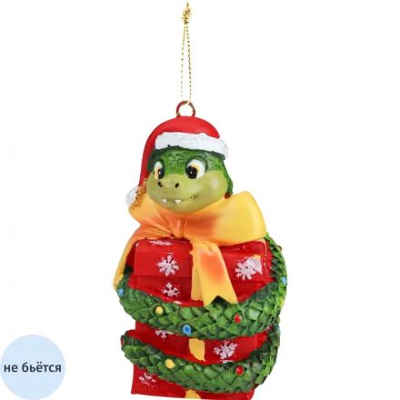 Игрушка Полирезиновая подвеска Змейка с подарком,5-5,5x7см  НУ-6894