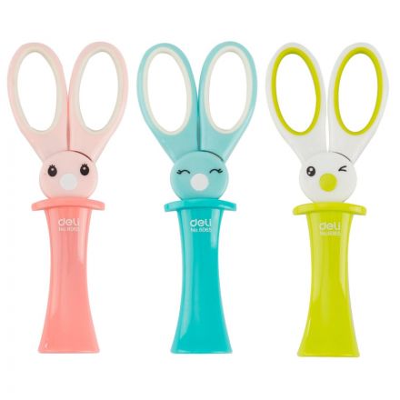 Ножницы детские Deli E6065 Magic Rabbit 135мм ТПЭ сталь ассорти блистер