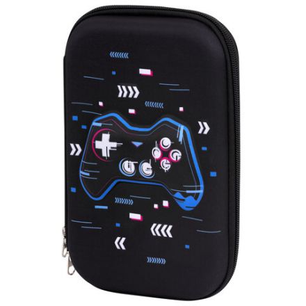 Пенал ЮНЛАНДИЯ большой, 1 отделение, 1 откидная планка, карман, полиэстер/EVA, 22х15х5 см, "Lucky gamer", 273196