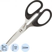 Ножницы КОМУС 160 мм с пластик. эллиптическими ручками, цвет черный