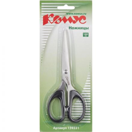 Ножницы КОМУС 160 мм с пластик. эллиптическими ручками, цвет черный Ножницы КОМУС 160 мм с пластик. эллиптическими ручками, цвет черный