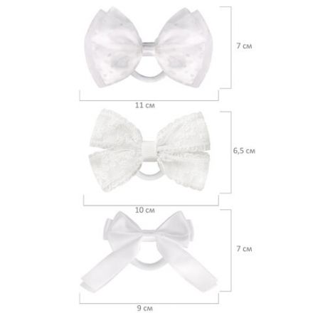 Банты для волос НАБОР 2 шт., 7х11 см, 6,5х10 см, 7х9 см, белый, АССОРТИ, MONTE VITA (МОНТЕ ВИТА), 457118