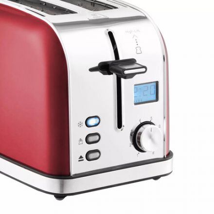 Тостер KITFORT КТ-2036-1, 950 Вт, 2 тоста, 8 режимов, цифровой дисплей, металлический, красный