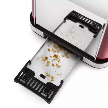 Тостер KITFORT КТ-2036-1, 950 Вт, 2 тоста, 8 режимов, цифровой дисплей, металлический, красный