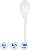Ложка одноразовая чайная  125мм, белая, КОМУС ПС 100 шт/уп