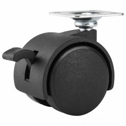 Колеса (ролики) для мебели, пластиковые d 35 мм, КОМПЛЕКТ 4 шт., черные, в пакете, WBZ (ВБЗ), 533090