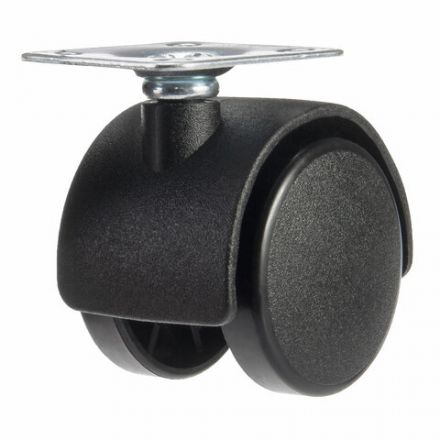 Колеса (ролики) для мебели, пластиковые d 35 мм, КОМПЛЕКТ 4 шт., черные, в пакете, WBZ (ВБЗ), 533090