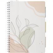 Бизнес-тетрадь 120л,клетка,А4 Flora 1,пласт.обл,серебр.спир,3раздел,линейка