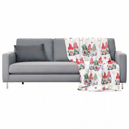 Плед новогодний 200х220 см, "Гномики", полиэстер, 210 г/м2, ЗОЛОТАЯ СКАЗКА, 592532