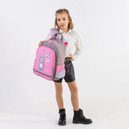 Рюкзак ПИФАГОР SCHOOL, 1 отделение, 3 кармана, "Adorable bunny", 38x28х14 см, 270654