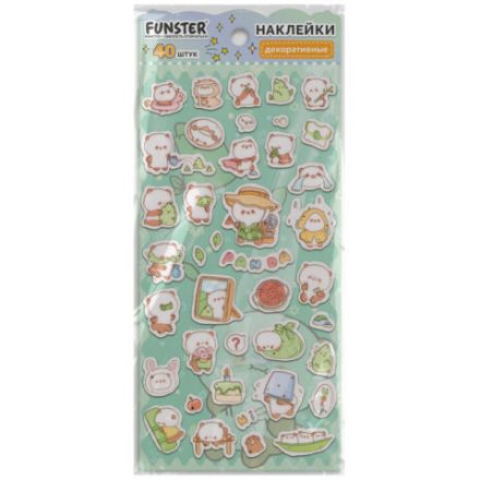 Наклейки декоративные "Милые животные", 17,5х9 см, ассорти 6 видов, FUNSTER (ФАНСТЕР), 6666081
