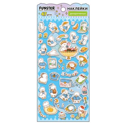 Наклейки декоративные "Милые животные", 17,5х9 см, ассорти 6 видов, FUNSTER (ФАНСТЕР), 6666081