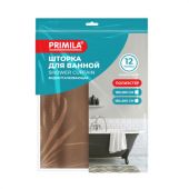 Шторка для ванной ПОЛИЭСТЕР, 180х200 см, кольца в комплекте, КОРИЧНЕВЫЙ БРИЛЛИАНТ, PRIMILA (ПРИМИЛА), 700097