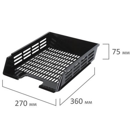 Лоток горизонтальный для бумаг BRAUBERG "Basic", А4 (360х270х75 мм), с пазами, сетчатый, черный, 237011 Лоток горизонтальный для бумаг BRAUBERG "Basic", А4 (360х270х75 мм), с пазами, сетчатый, черный, 237011