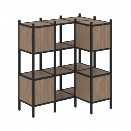 Loft Угловой внутренний стеллаж наборный VR.L-29 Дуб аризона/Чёрный металл 1278*862*1458 Loft Угловой внутренний стеллаж наборный VR.L-29 Дуб аризона/Чёрный металл 1278*862*1458