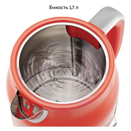 Чайник KITFORT КТ-6791, 1,7л, 2200Вт, закрытый нагревательный элемент, термометр, сталь, красный