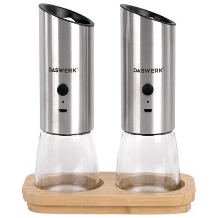 Набор гравитационных мельниц для соли и специй, электрические, 2 шт., USB, PM-8, DASWERK (ДАСВЕРК), 456626