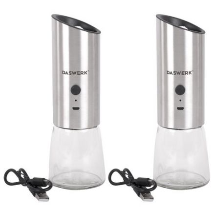 Набор гравитационных мельниц для соли и специй, электрические, 2 шт., USB, PM-8, DASWERK (ДАСВЕРК), 456626