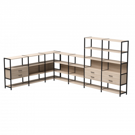 Набор стеллажных систем №19 Everprof EVO 2440x3630x1840 Кашемир/Черный