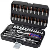 Набор инструментов 46предметов (метрические головки 1/4), WP202540